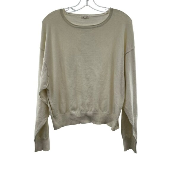 La Miel Women's Long Sleeve Drop Shoulder Lightweight Top Ivory Size Large - Picture 1 of 9